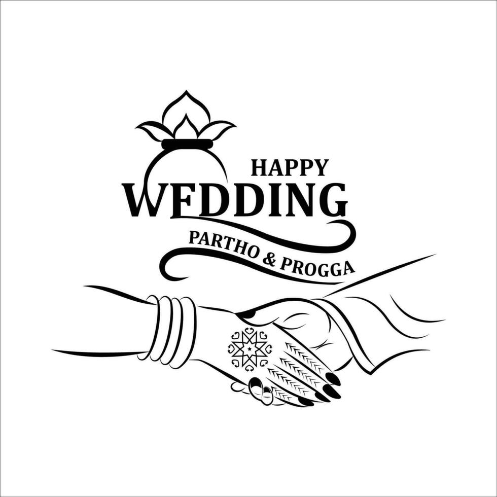 shubh vivah hindi calligraphy logo for wedding invitation card Vector design.