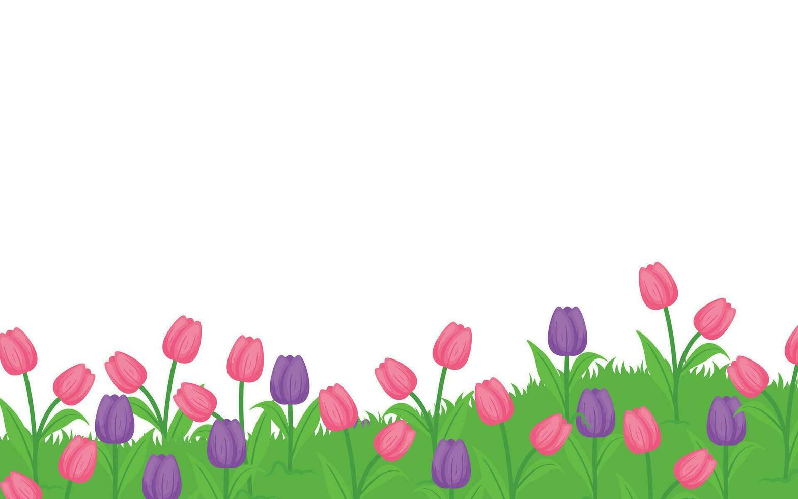 Grass with Flower Bottom Border for Background Element Decoration Vector Illustration