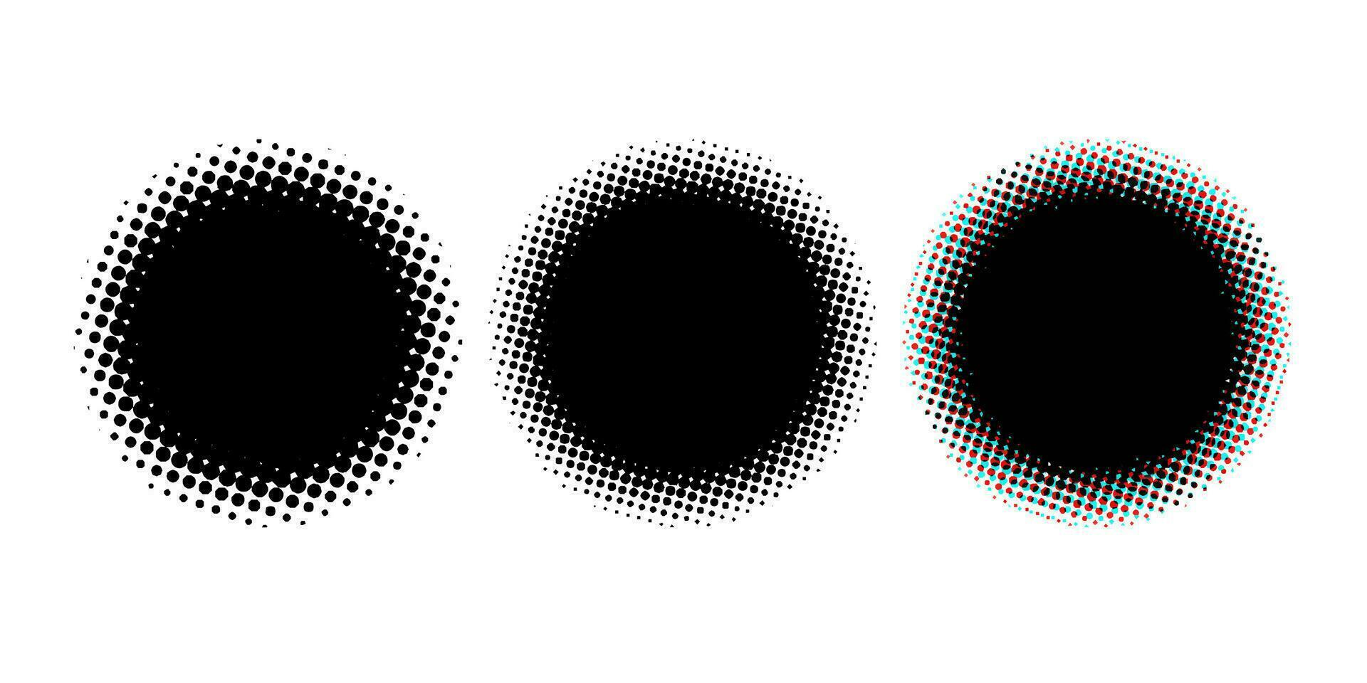 negro circulo con trama de semitonos efecto. vector ilustración.