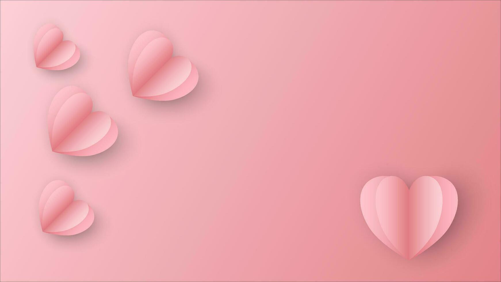 paper cut  with hearts pink background vector
