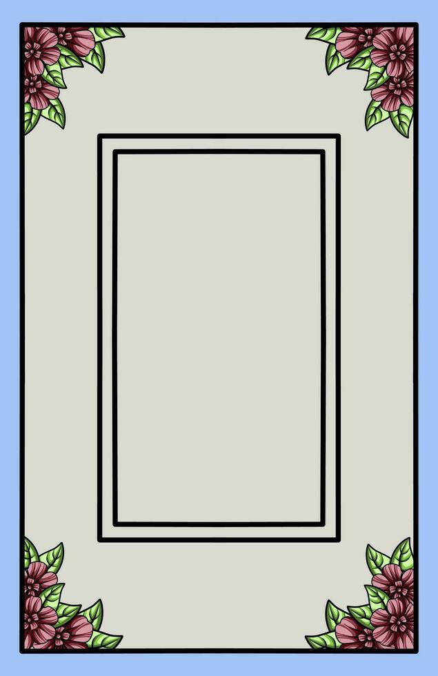 frame the border with an arrangement of leaves and flowers. Vector design