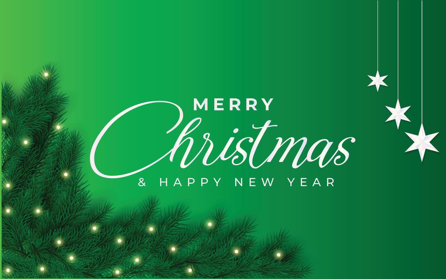 merry christmas green festival with realistic design vector