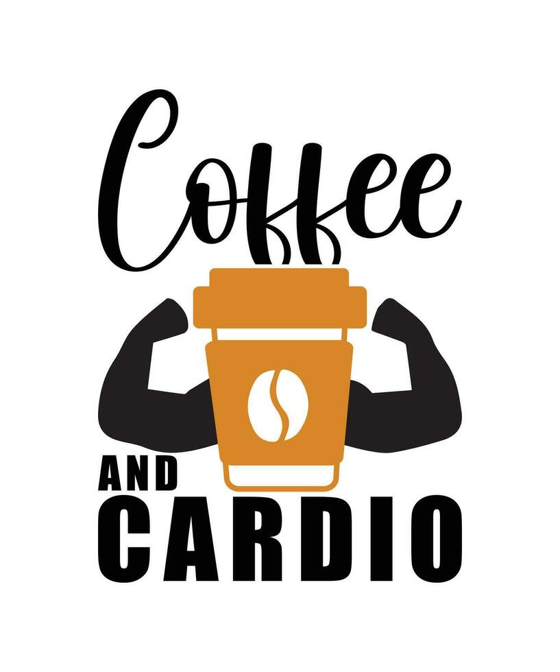 café y cardio camiseta diseño vector