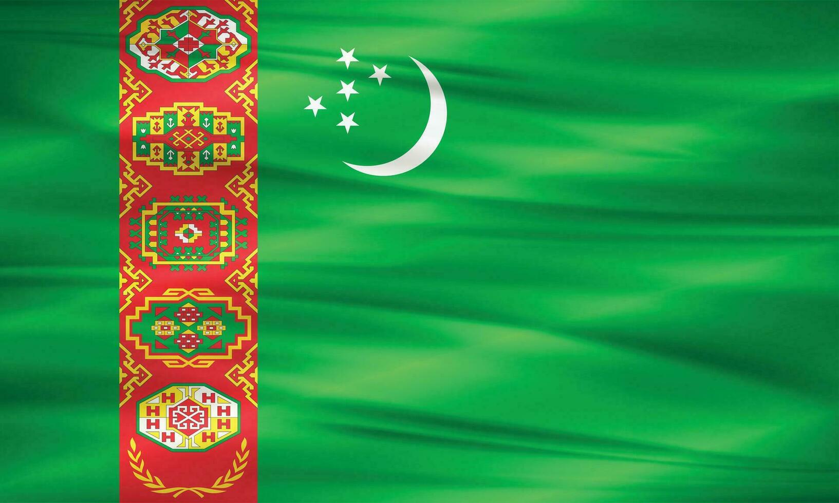 Illustration of Turkmenistan Flag and Editable vector Turkmenistan Country Flag