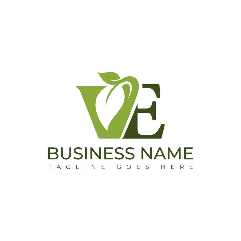 Initial letter V and E leaf logo. vector