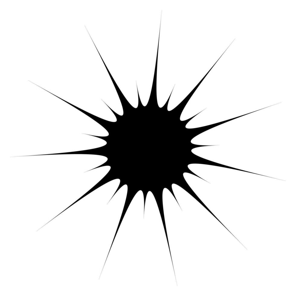 multi-pointed vector black star with blot silhouette on white