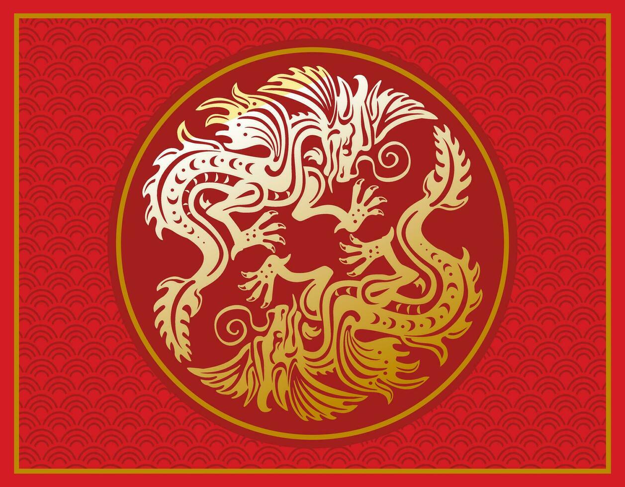 dos chino dragones adecuado para chino nuevo año, zodíaco continuar símbolo vector