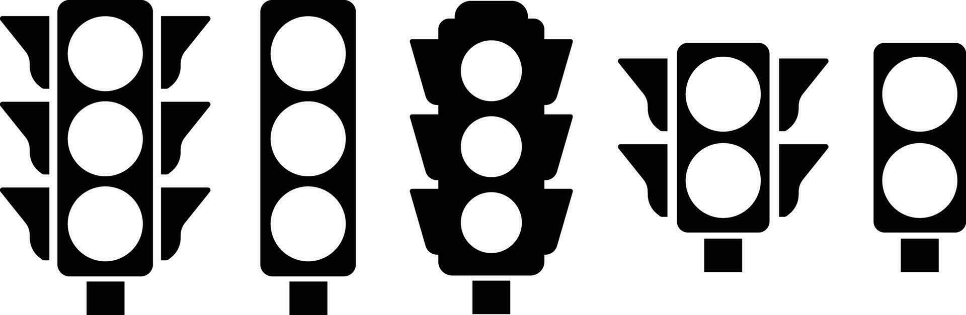 Traffic light interface icon in flat set. isolated in symbol use for Traffic control or stoplights with go light and caution light in vector for apps and website