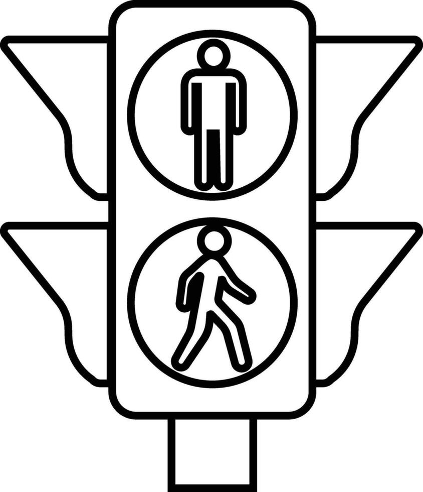 Traffic light interface icon in line. isolated in symbol use for Traffic control or stoplights with go light and caution light in vector for apps and website