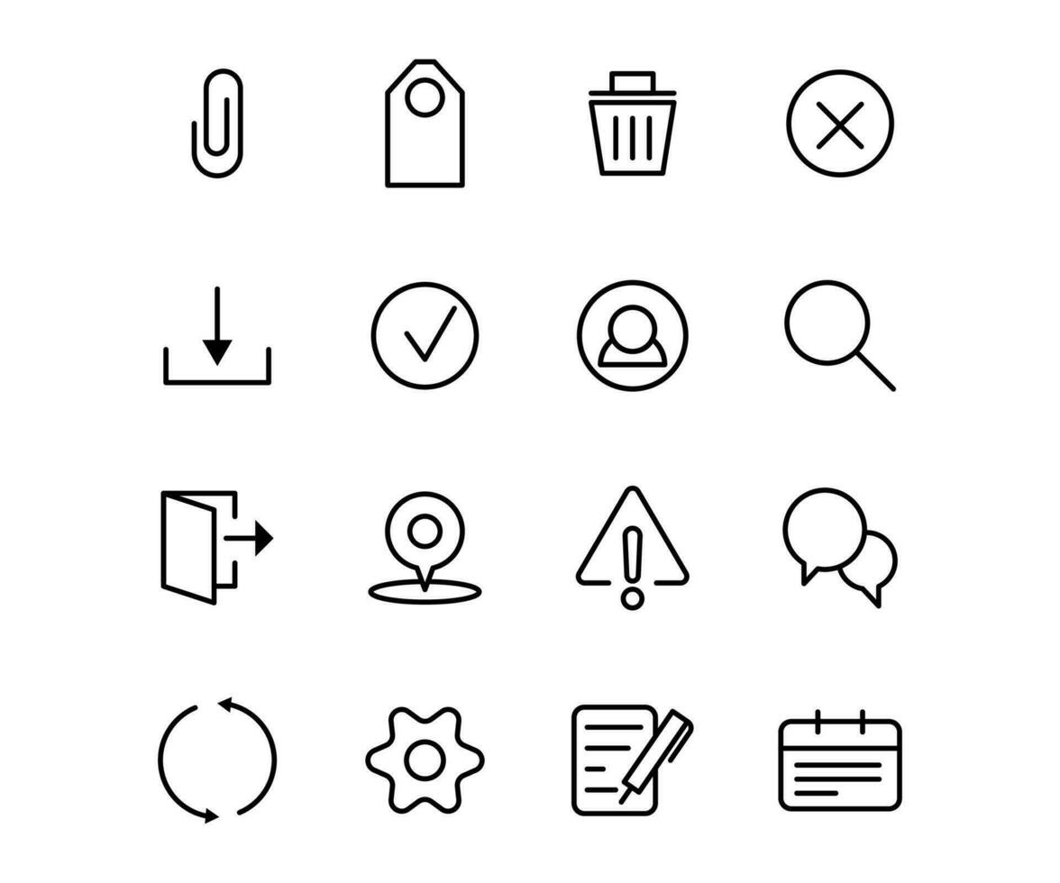 Vector line set interface icon. Outline symbol design and app communication technology. Linear application button and media navigation collection. Website UI and home direction