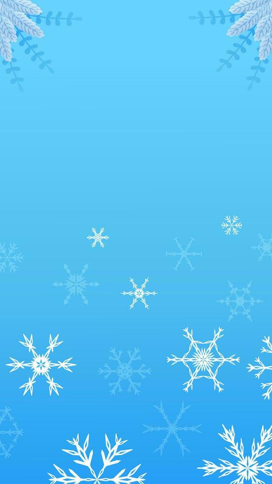 Blue Christmas social media stories frame template with geometric snowflakes. vector