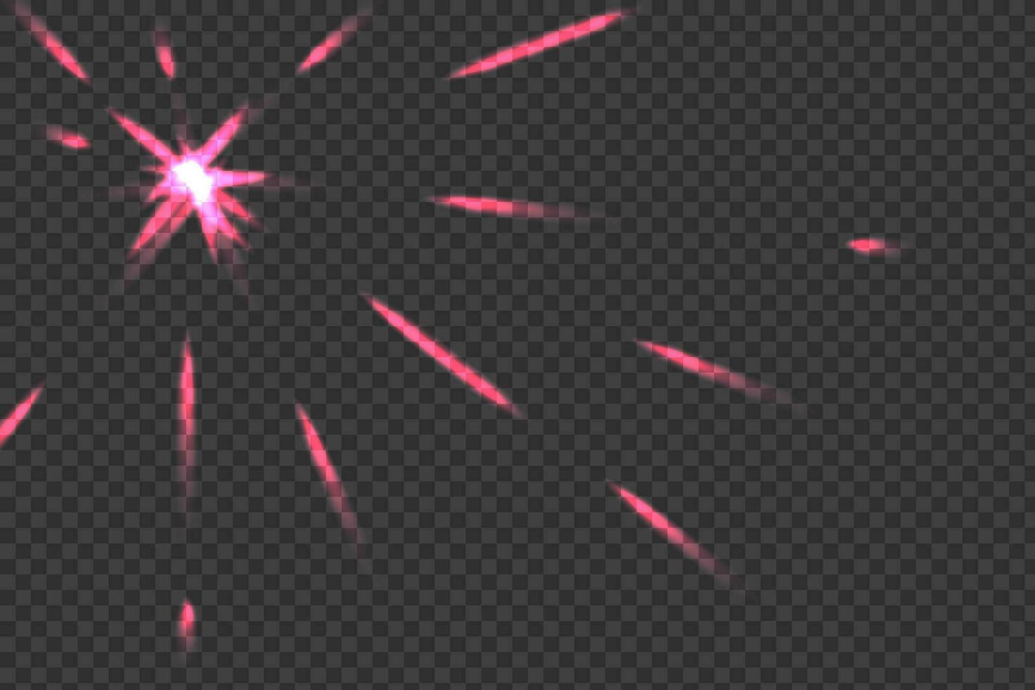 Pink star prism rainbow light. Sun rays overlay effect. vector