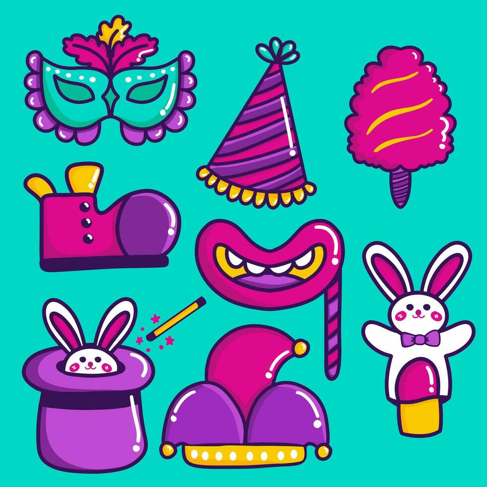 dibujado a mano carnaval celebracion elemento conjunto vector