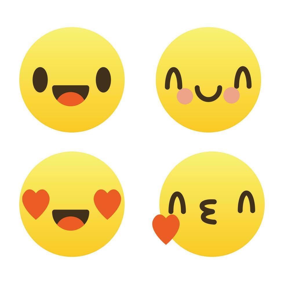 Vector mixed emoji set illustration on white