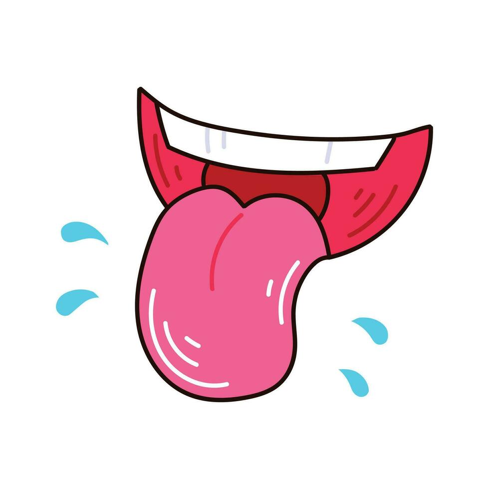 vector hand drawn open mouth cartoon illustration