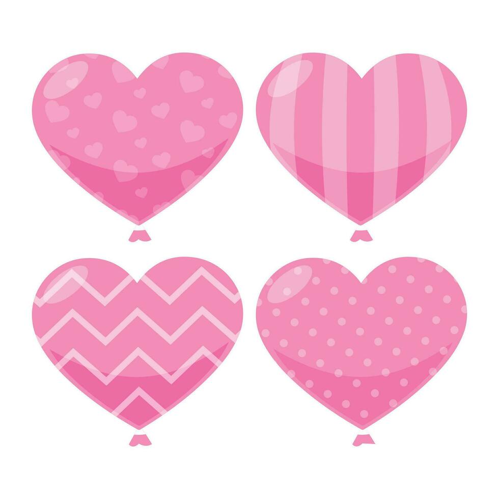 Vector hand drawn heart balloon collection on white background