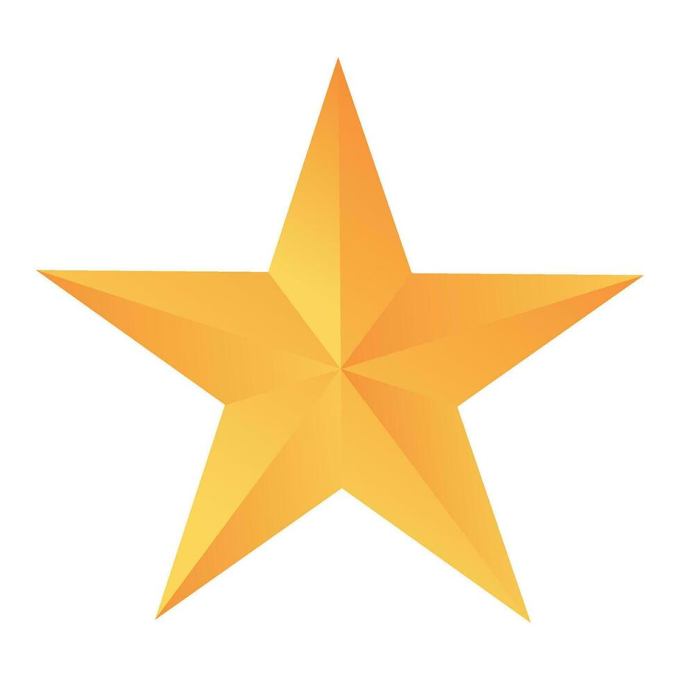Vector golden fivepointed star on white background