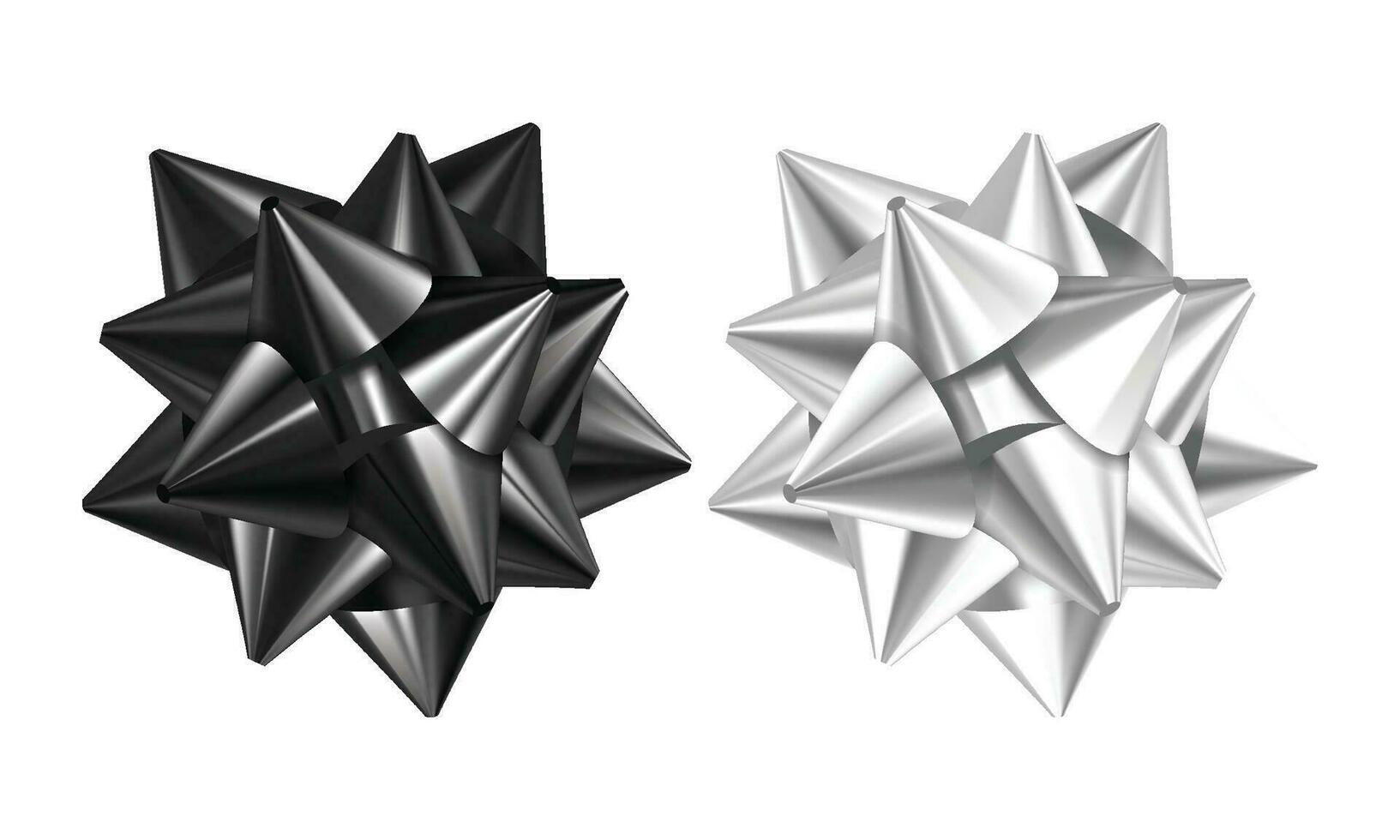 Vector set of realistic bows of black and white colors for decoration of postcards holiday boxe
