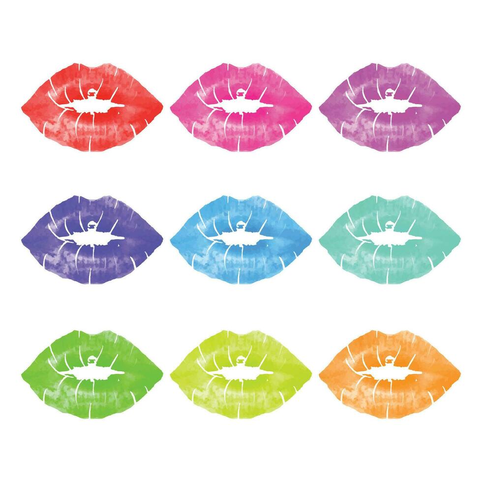 Vector lipstick kiss print colorful on white background 36250814 Vector