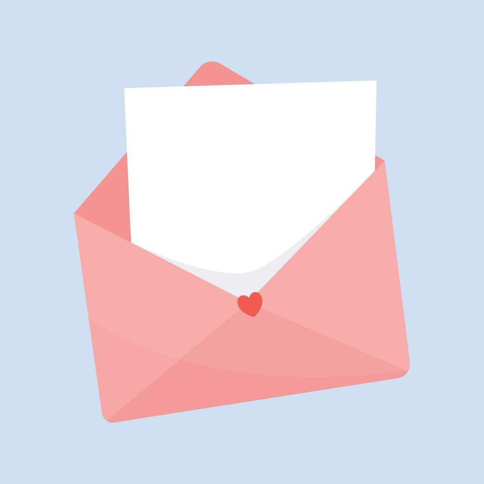 Vector open envelope with letter with heart