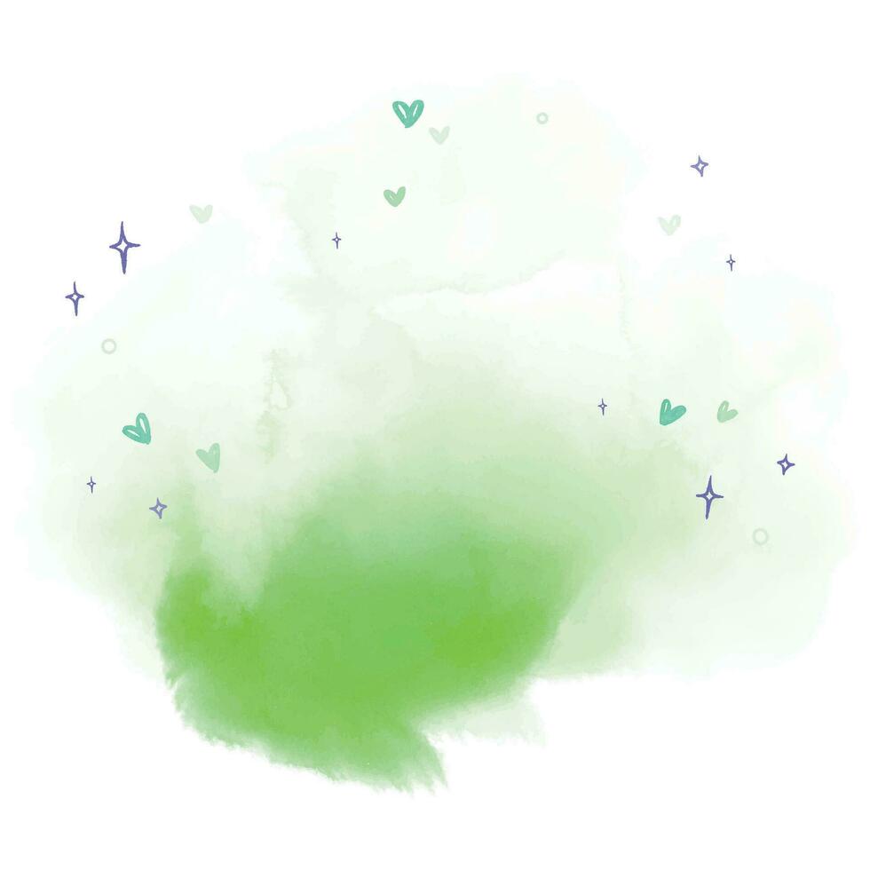 Vector hand draw green splash watercolor background