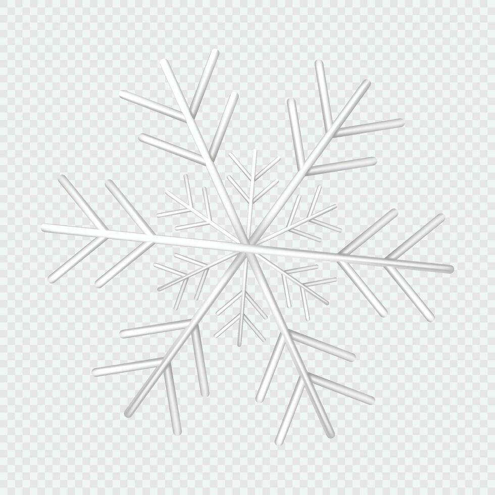 vector sliver snowflake 3d realistic christmas decoration isolated