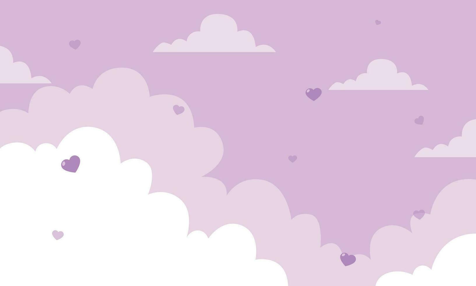 Vector valentine theme with hearts in purple sky background