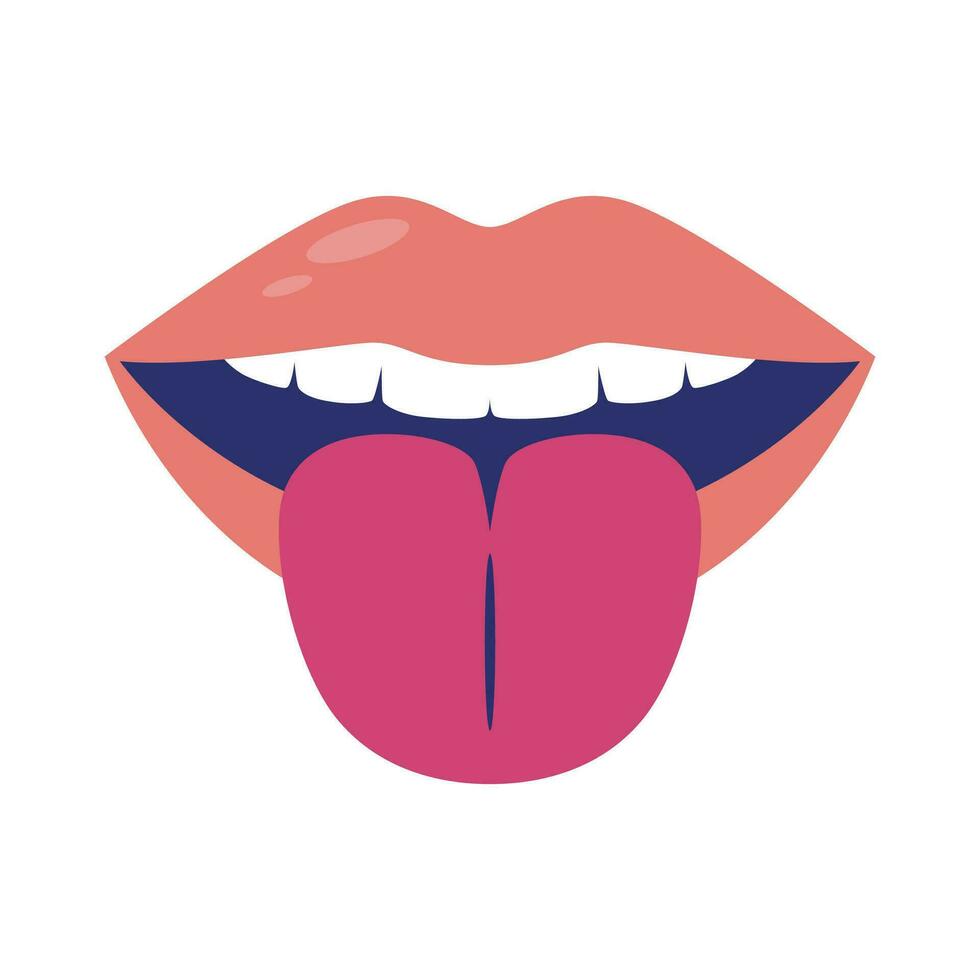 vector mouth pop art and tongue icon isolated