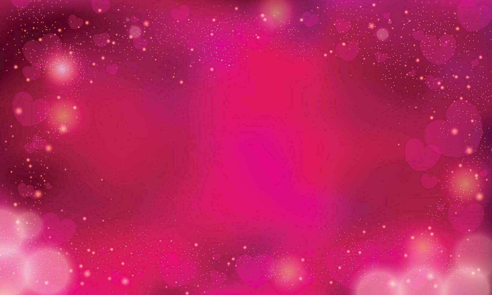 Vector pink blur hearts on a glowing background