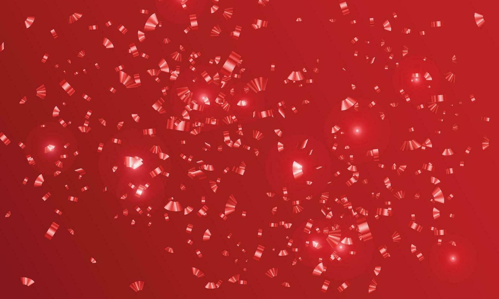 Vector artwork of crimson confetti on a red background for a party