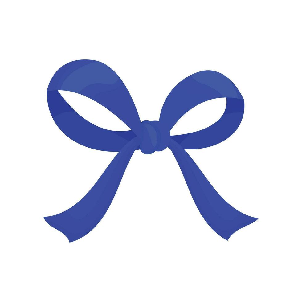 Vector blue ribbon bow decorative on white