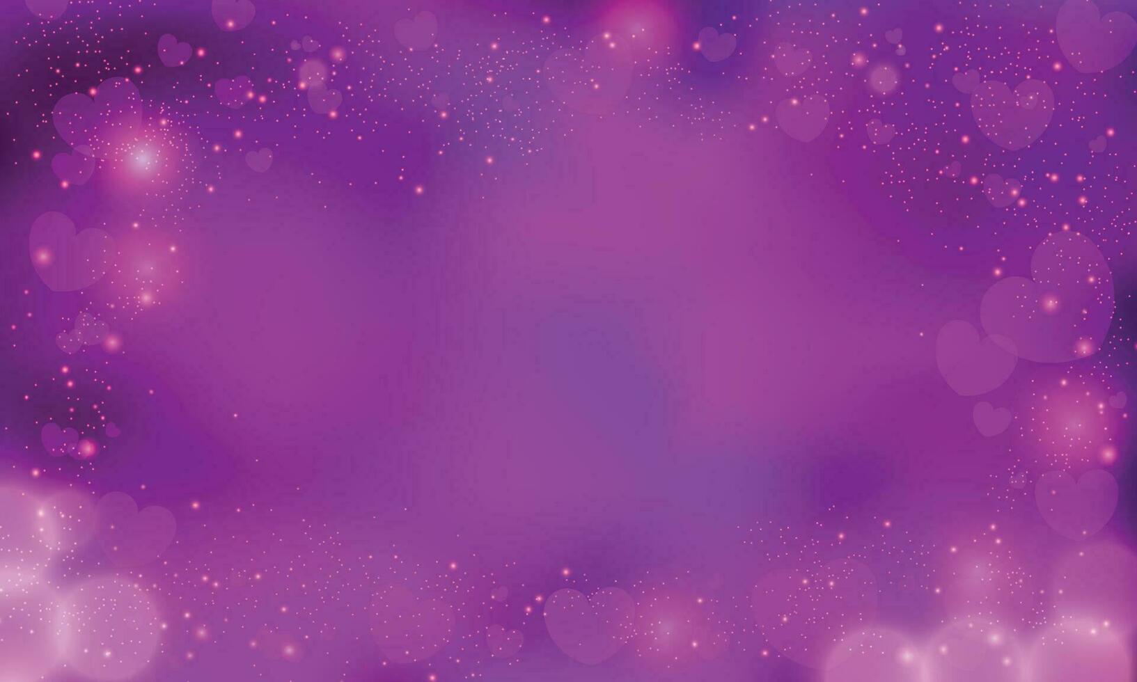 Vector purple blur hearts on a glowing background