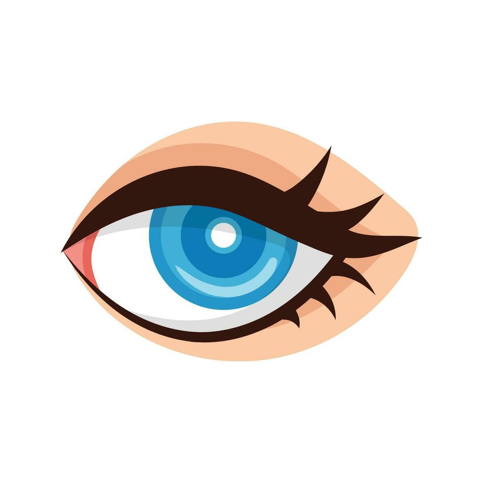 Vector eyes icon blue female eye with eyelashes isolated on white background