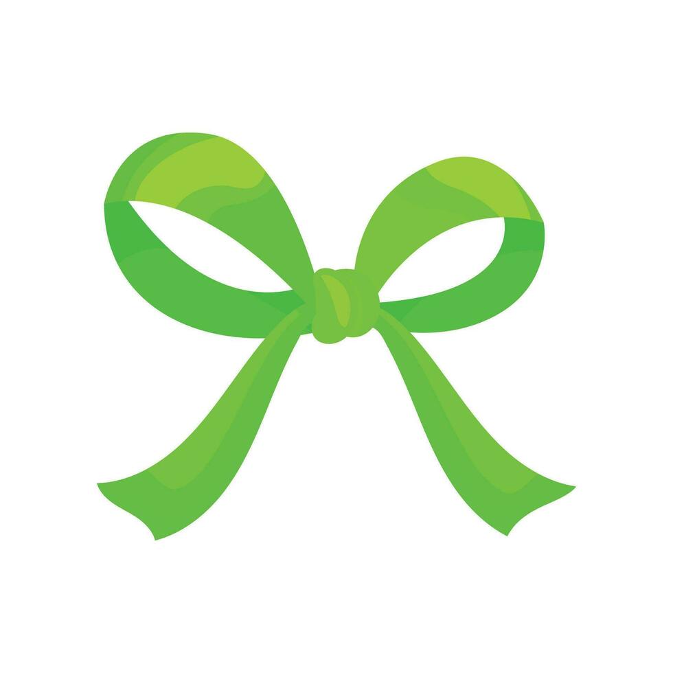 Vector green ribbon bow decorative on white