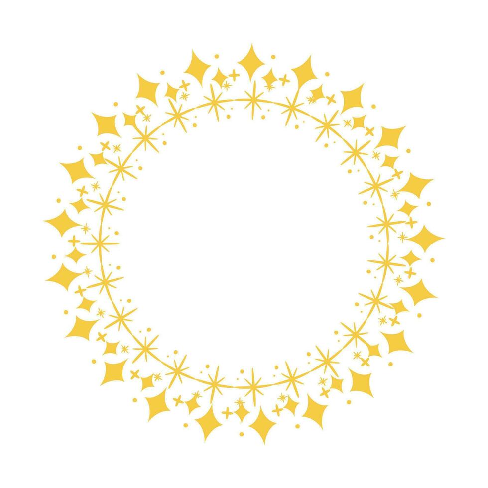 2 Vector stars frame. circle shapes with stardust round stars