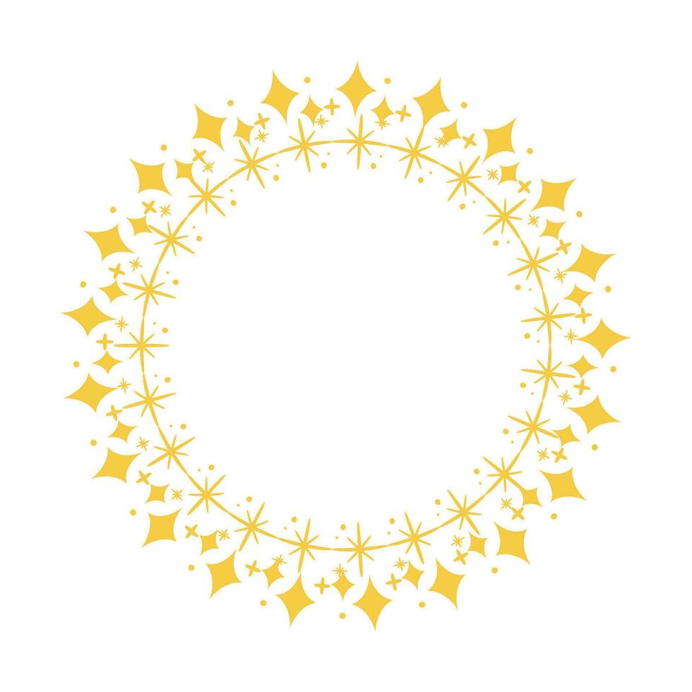 2 Vector stars frame. circle shapes with stardust round stars