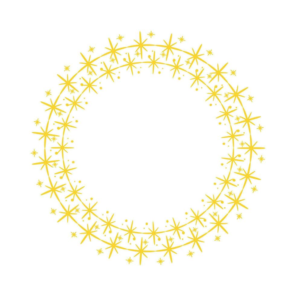 Vector stars frame. circle shapes with stardust round stars