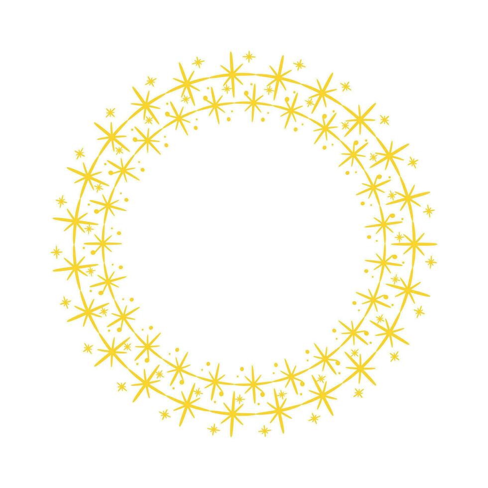 Vector stars frame. circle shapes with stardust round stars