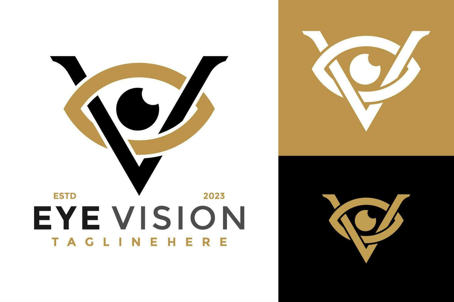 Letter V Vision Eye Logo design vector symbol icon illustration