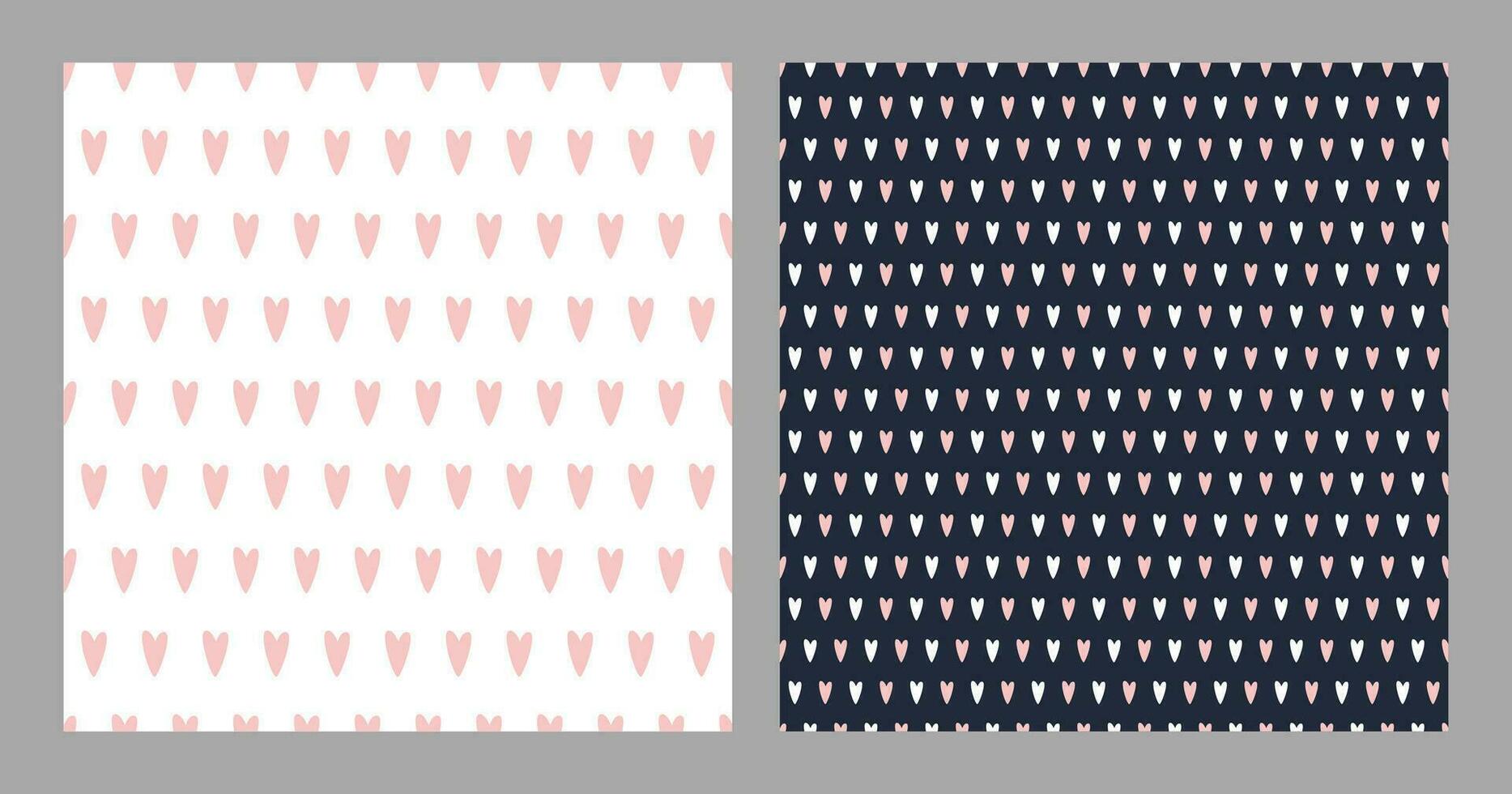 A set of patterns and hearts on a white and dark background. Illustration for valentine's day, wedding, birthday. vector