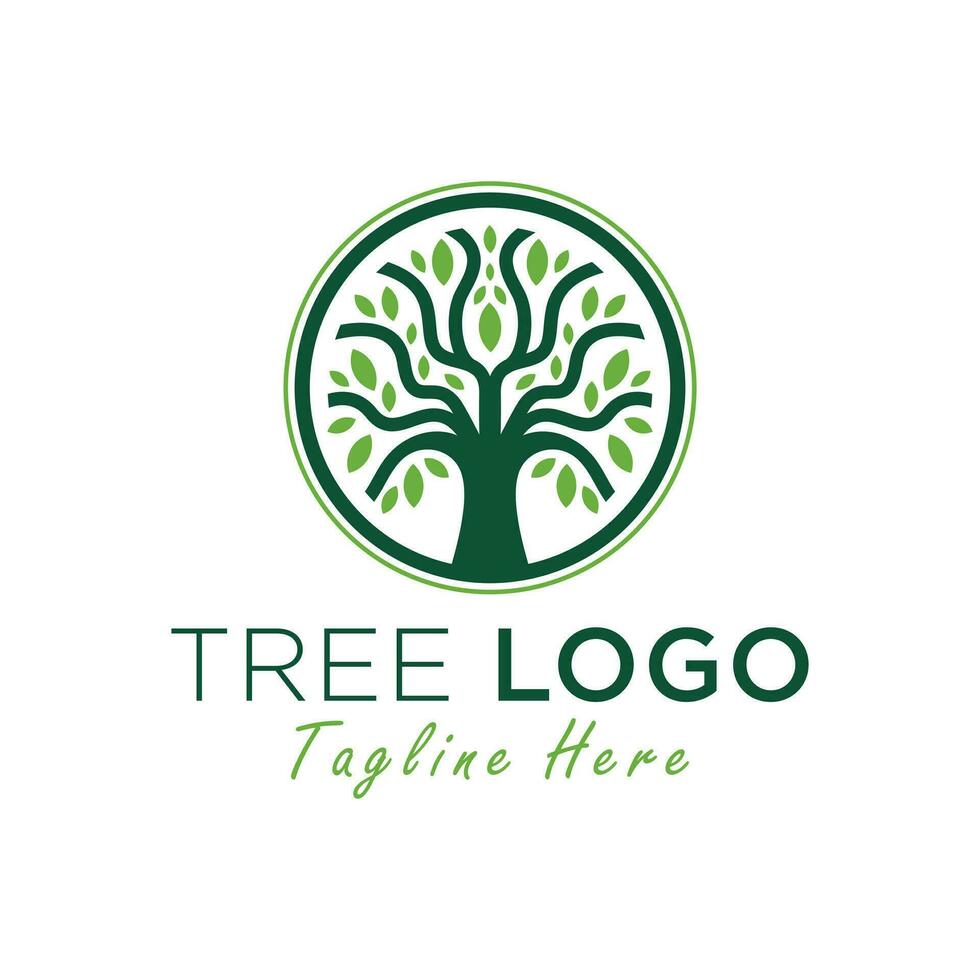 árbol circulo vector logo