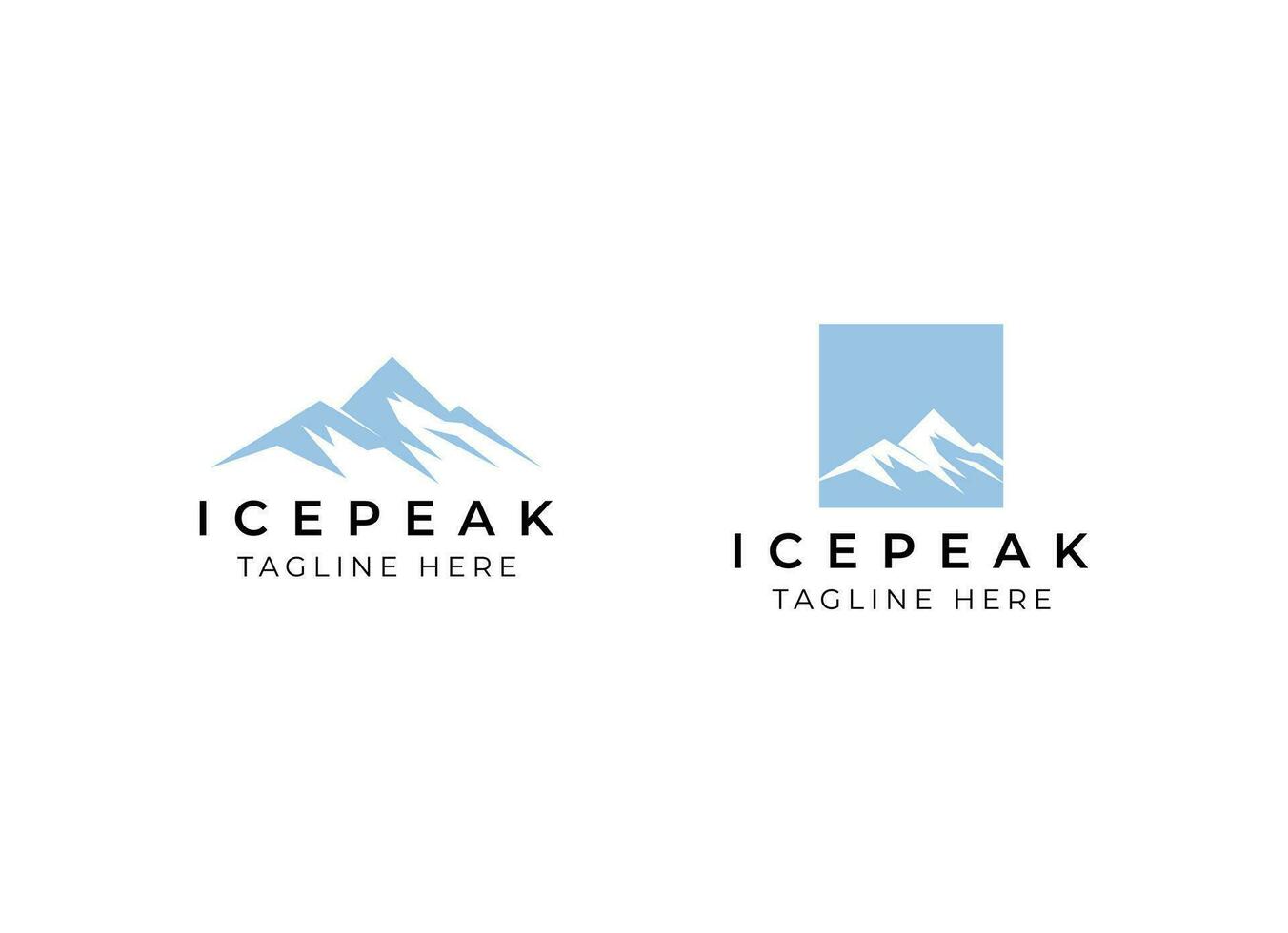 Ice Peak Mount Stone mountain adventure logo design. Minimalist mount ice peak logo vector