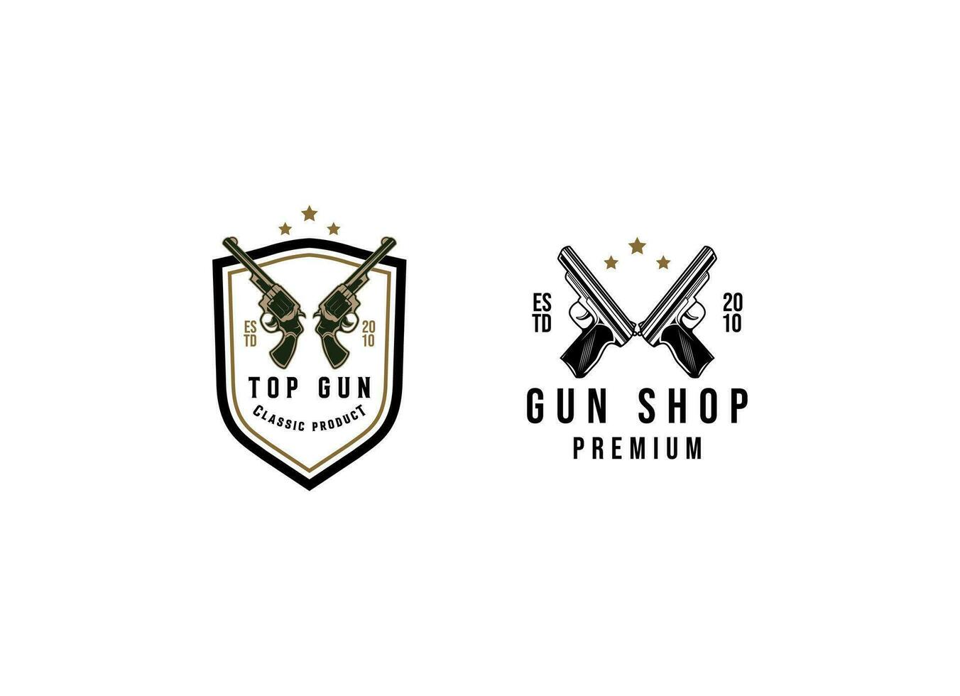 Classic vintage style gun shop logo. Shooting club logo design vector