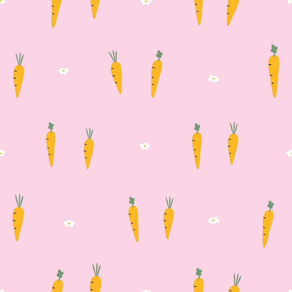 Carrot nursery seamless pattern hand drawn in cartoon style Use for prints, wallpapers, decorations, textiles vector