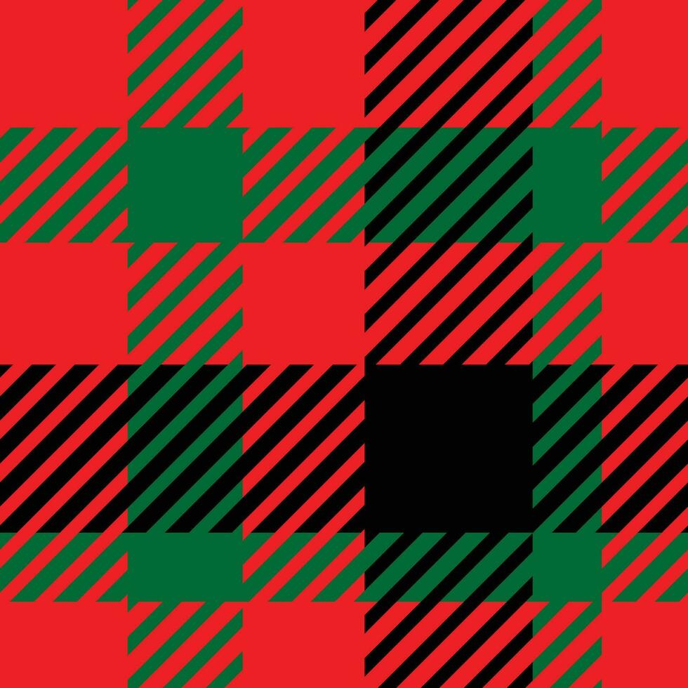 Christmas Pattern Seamless Plaid Repeat Vector With Red Green And black. Color Design for print, gift wrap, textiles, Christmas tartan backgrounds