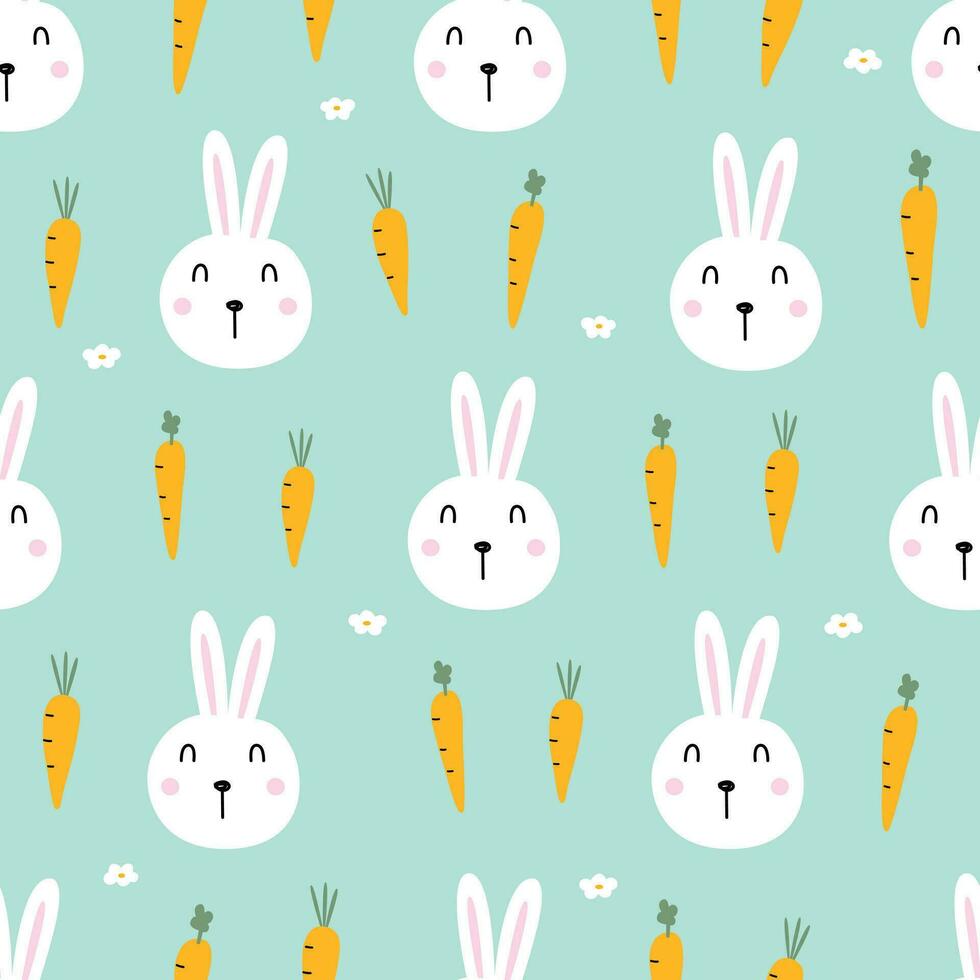 Rabbit and carrot baby seamless pattern cute design for kids Use for prints, decorations, textiles, vector illustration