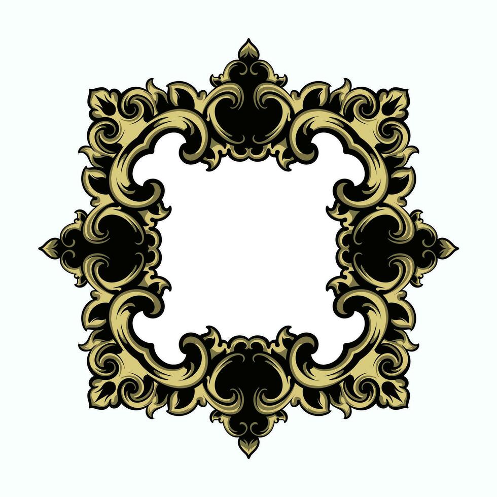 frame, border vector vintage ornament with carved motif