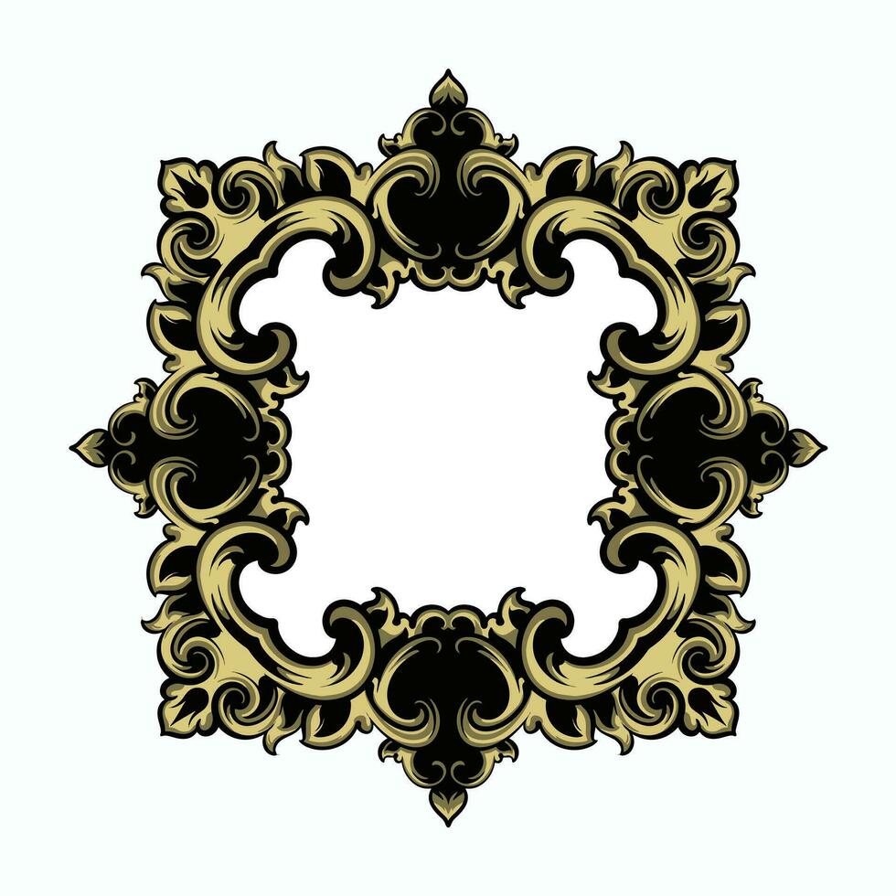 frame, border vector vintage ornament with carved motif