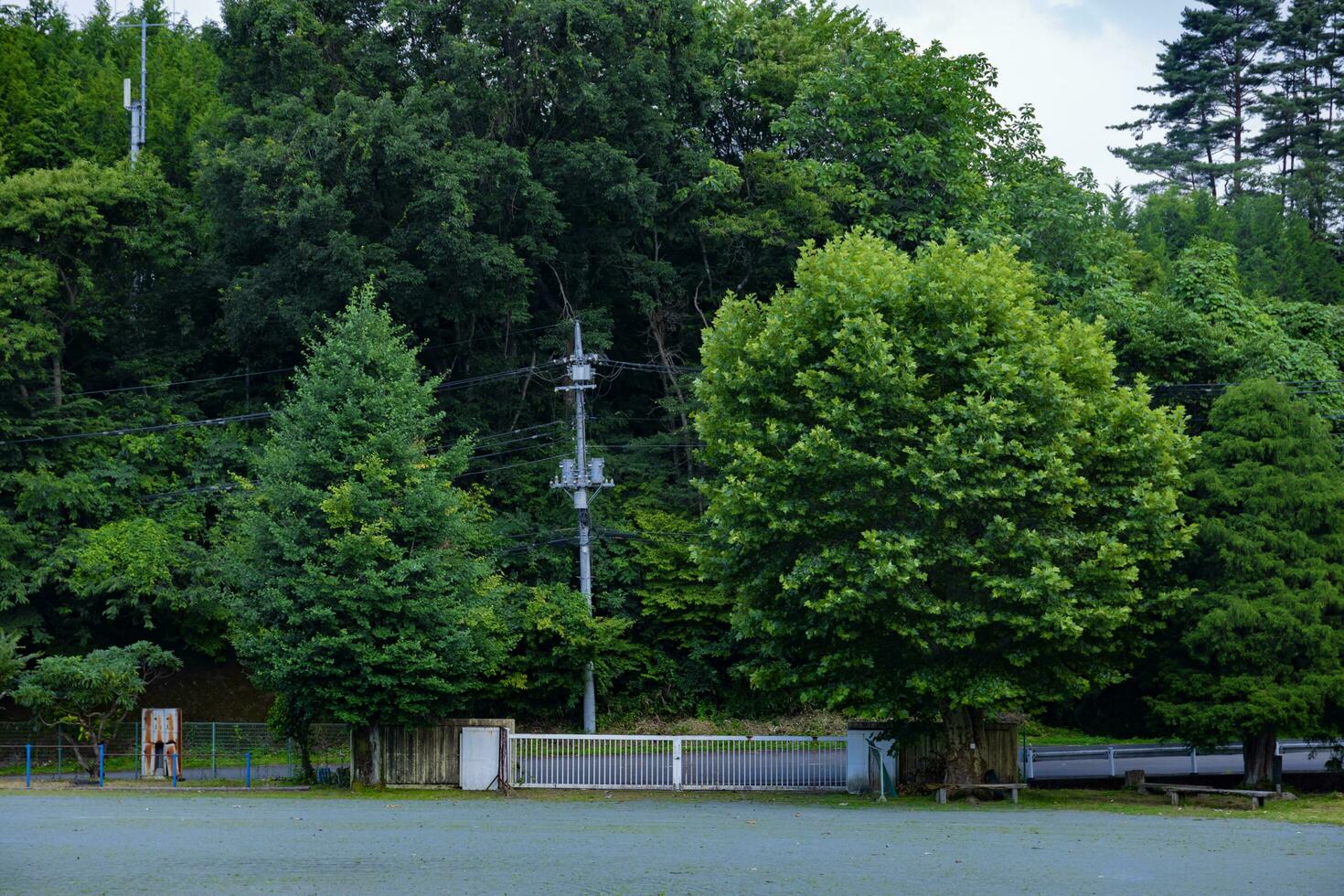 A ground of the closed elementary school at the country side in Gunma telephoto shot photo