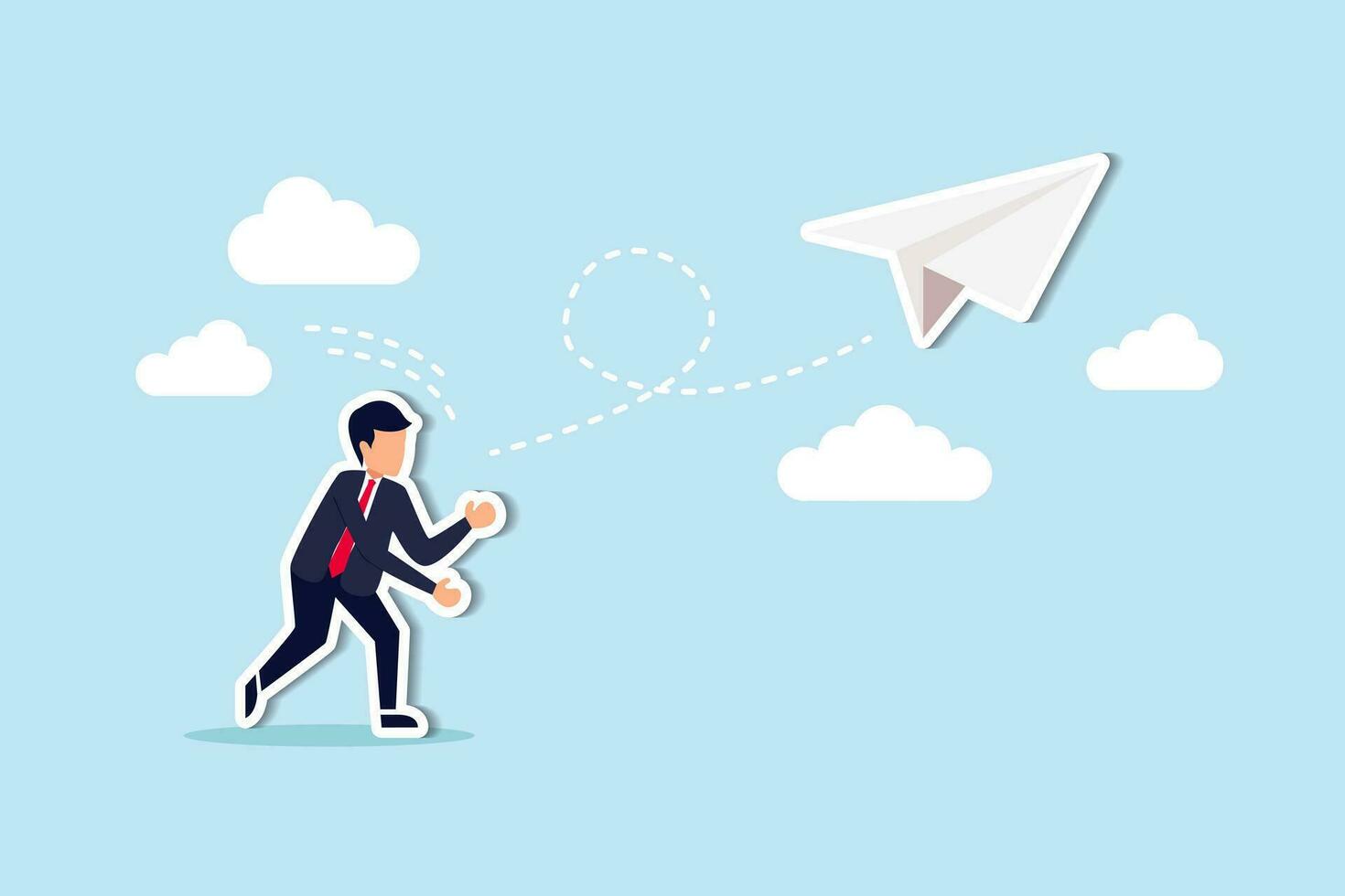 Start your own business, begin new company or launch new project, opportunity to get new job or entrepreneur small business concept, courage businessman launching paper airplane origami into the sky. vector